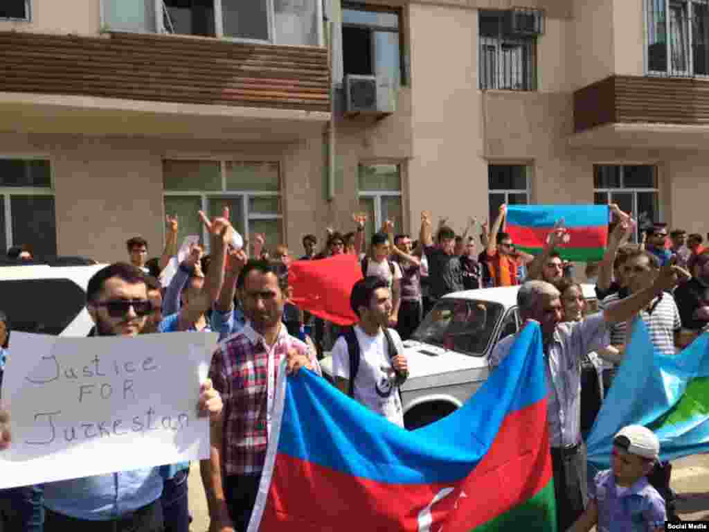 Azerbaijan. Baku. Protest action in front of China Ambassador in Baku